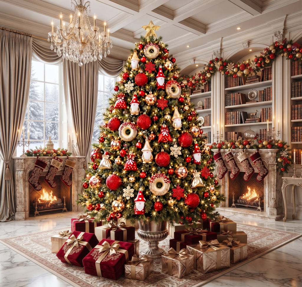 Set de 60 Adornos Navideños Rojo y Dorado