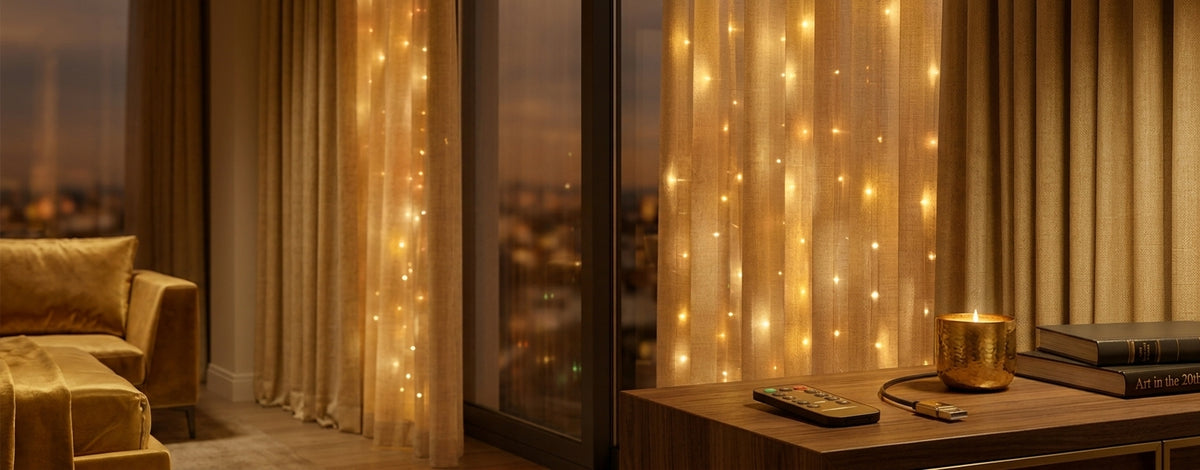 Cortina de Luces LED Navideñas con Control Remoto (3 m)